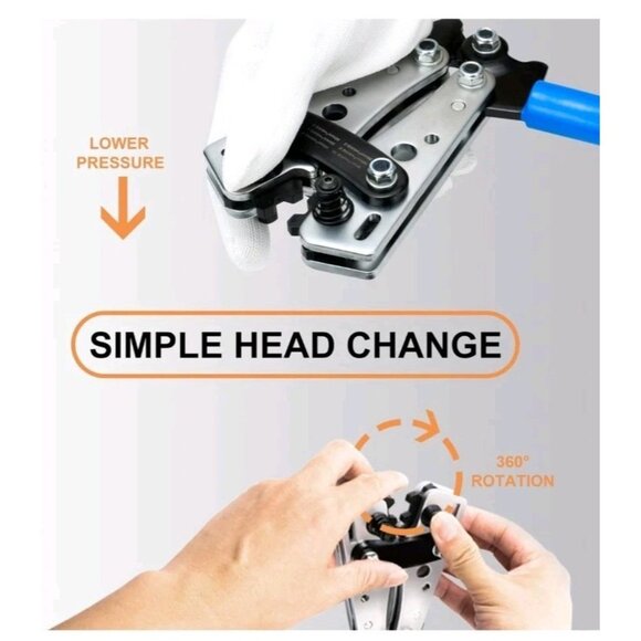 Sanuke Battery Cable Lug Crimping Tool for AWG 8 6 4 2 1/0 Heavy Duty Copper - Picture 5 of 5